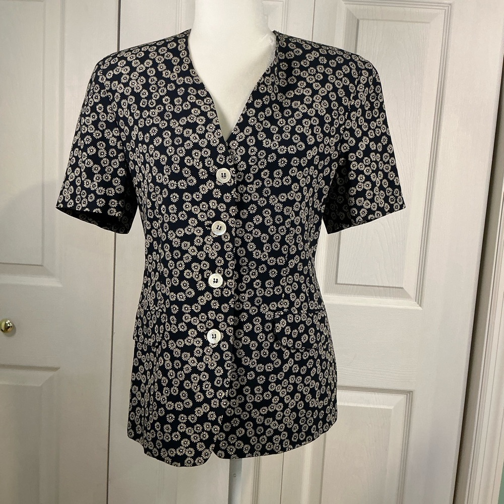 🩷 Carla Carini Short Sleeve Lined Floral Jacket/Top - Small